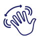 Ikona przedstawia niebieską dłoń z zakrzywionymi strzałkami wokół niej, sugerującą gest machania lub ruchu.