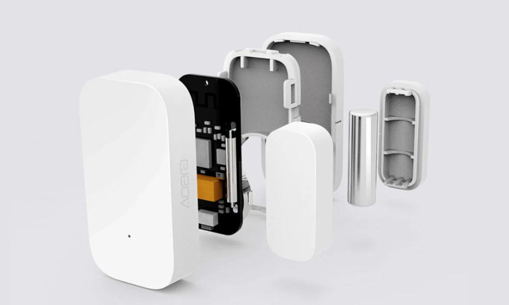 AQARA DW-S03D AQARA DW-S03D 2 lat pracy na jednej baterii protokół Zigbee 3.0 centralą aktualizacje OTA - czujnik od wewnątrz na jasnym tle