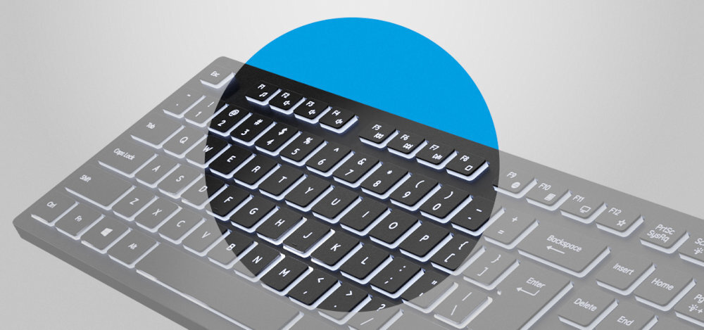 Klawiatura NATEC Herring Glow 12 klawiszy funkcyjnych narzędzi, takich jak kalkulator, przeglądarka internetowa czy widok pulpitu - zbliżenie na przyciski funkcyjne