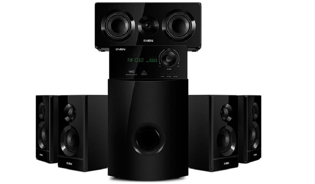 Głośniki SVEN 5.1 HT-210 obudowa z płyty MDF naturalne brzmienie uniwersalny wygląd