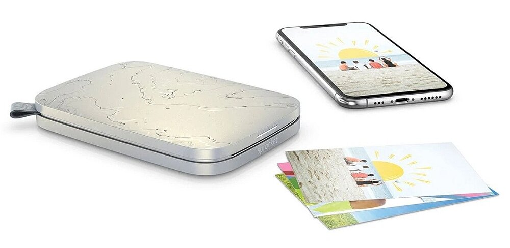 Drukarka HP Sprocket zdjęcia aparat telefon smartfon aplikacja drukowanie wkłady papier prędkość naklejki bateria ładowanie opis cechy dane 