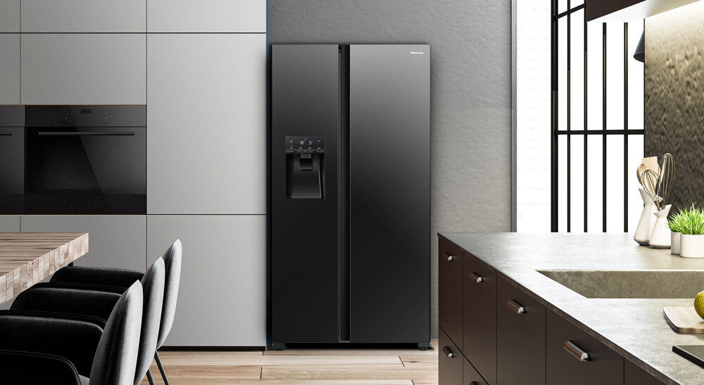 LODÓWKA HISENSE RS694N4GBE design premium wykonanie szklane drzwi front szkło