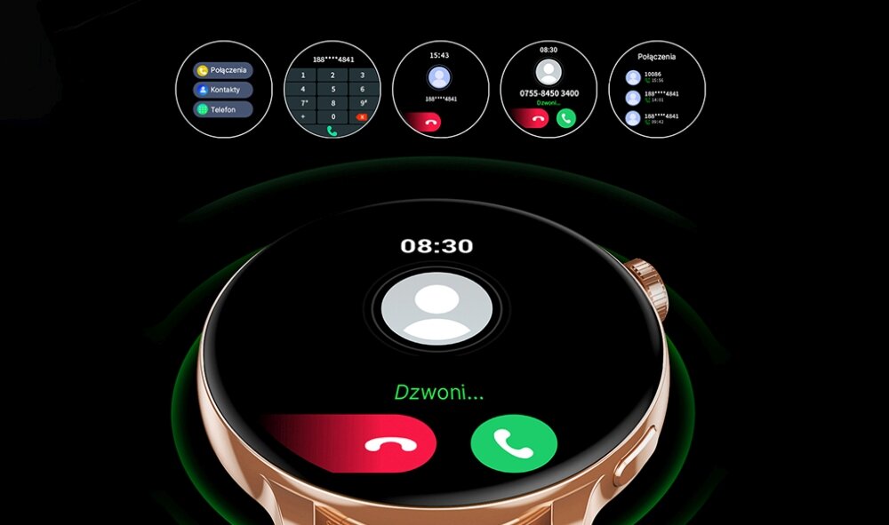 Smartwatch MAXCOM FW58 Vanad Pro wyświetlacz dopasowanie tarcza zdrowie saturacja krwi ciśnienie krwi sen monitoring oddech cykl menstruacyjny powiadomienia wiadomości alarmy jakość tryby sportowe długa praca