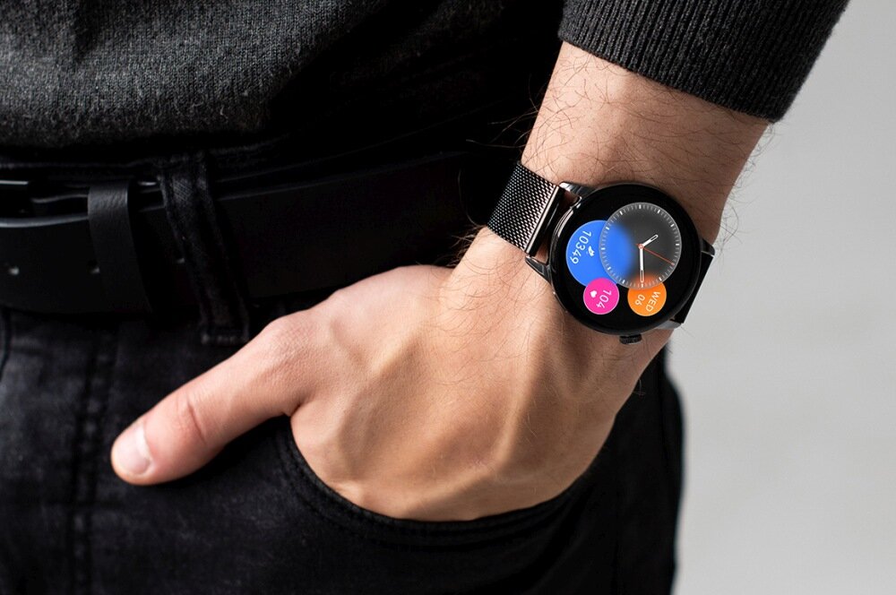 Smartwatch MAXCOM FW58 Vanad Pro wyświetlacz dopasowanie tarcza zdrowie saturacja krwi ciśnienie krwi sen monitoring oddech cykl menstruacyjny powiadomienia wiadomości alarmy jakość tryby sportowe długa praca