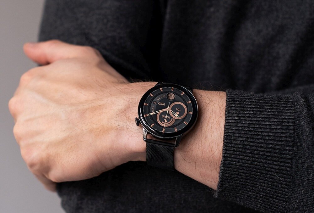 Smartwatch MAXCOM FW58 Vanad Pro wyświetlacz dopasowanie tarcza zdrowie saturacja krwi ciśnienie krwi sen monitoring oddech cykl menstruacyjny powiadomienia wiadomości alarmy jakość tryby sportowe długa praca