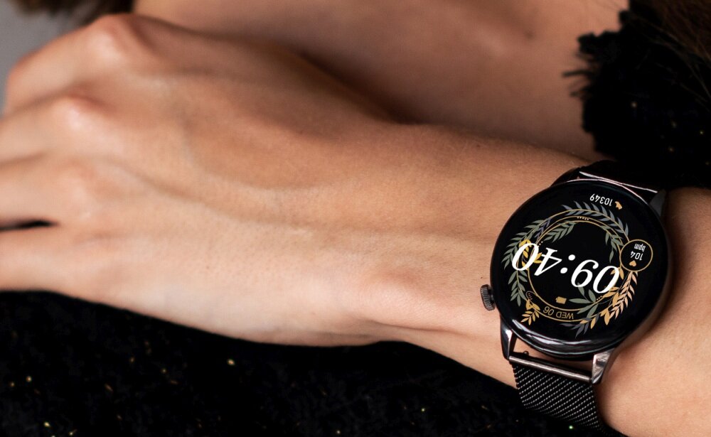 Smartwatch MAXCOM FW58 Vanad Pro wyświetlacz dopasowanie tarcza zdrowie saturacja krwi ciśnienie krwi sen monitoring oddech cykl menstruacyjny powiadomienia wiadomości alarmy jakość tryby sportowe długa praca