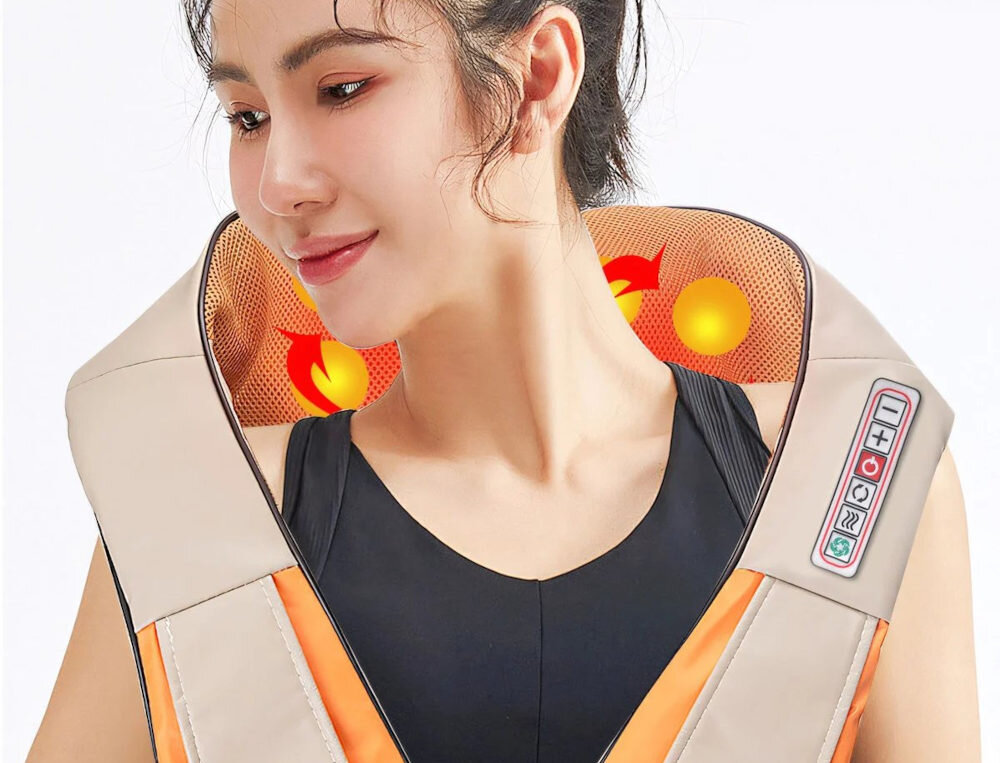 Masażer do karku EXTRALINK Smartlife Neck Massager maksymalna efektywność szesnaście dwukierunkowych głowic czas regulacja intensywności preferencje funkcja podczerwieni