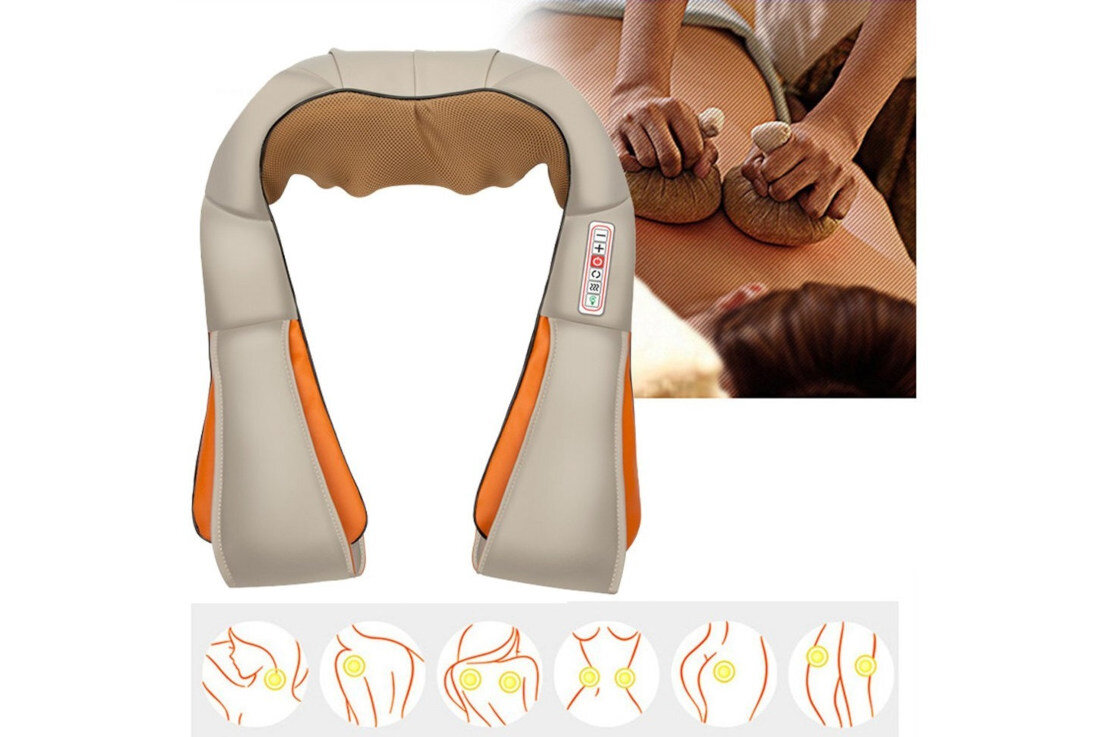 Masażer do karku EXTRALINK Smartlife Neck Massager ergonomia komfort użytkowanie korzystanie kształt tkaniny siateczkowe 3 prędkości regulacja uchwyty kontrola nacisk