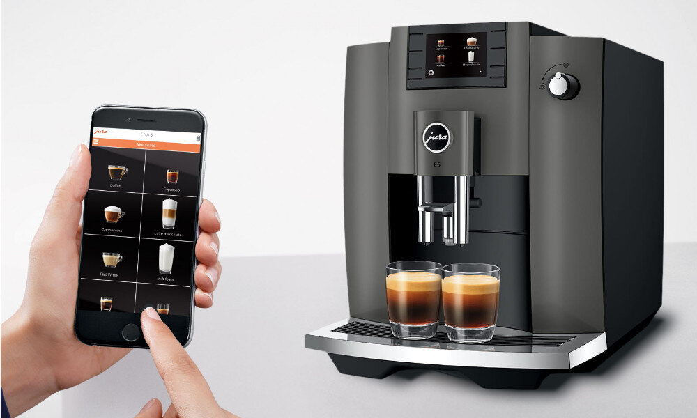 Ekspres JURA E6 Dark Inox (EC) obsluga smartfon J.O.E.® Operating Experience