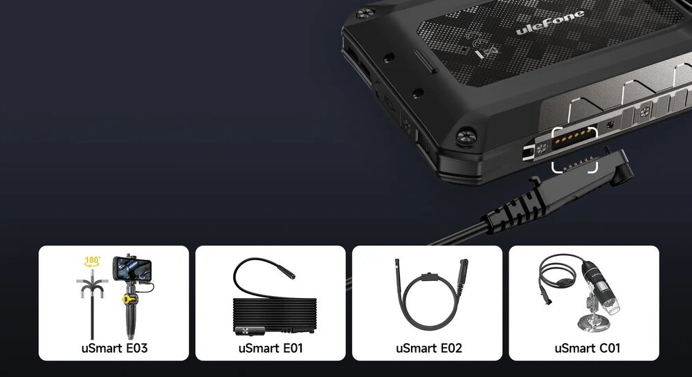 Smartfon ULEFONE Armor 28 Ultra Thermal złącze uSmart akcesoria endoskop mikroskop