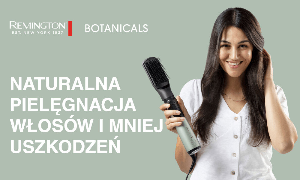 Suszarko-lokówka REMINGTON Botanicals AS5860R 50 mm 800 W wygląd design tło prezentacja wizualizacja Naturalna pielęgnacja włosów