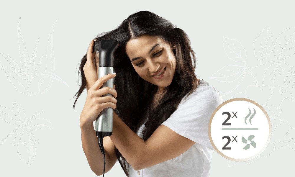 Suszarko-lokówka REMINGTON Botanicals AS5860R 50 mm 800 W Z myślą o Twoich potrzebach 2 prędkości suszenia 2 ustawienia temperatury nawiewu dostosowanie potrzeby funkcja Cool Shot efekt