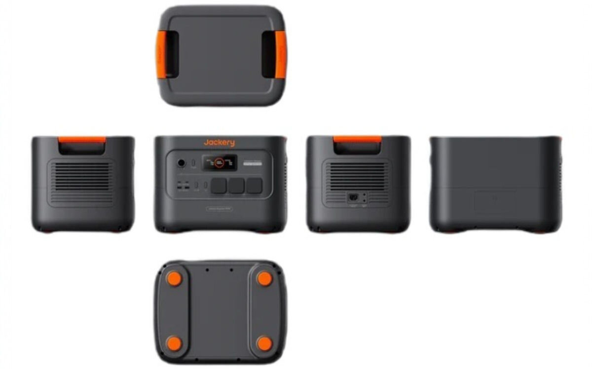 Stacja zasilania JACKERY Explorer 3000 V2 EU 3072 Wh Bank energii, LFP, 4000 cykli, BMS, bezpieczeństwo, na białym tle stacja zasilania z każdej strony