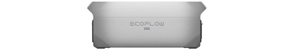 Bateria ECOFLOW Delta 3 Max Plus, kabel, podłączenie, dioda, wskaźnik, Przednia część obudowy stacji zasilania z widocznym logo EcoFlow Max.
