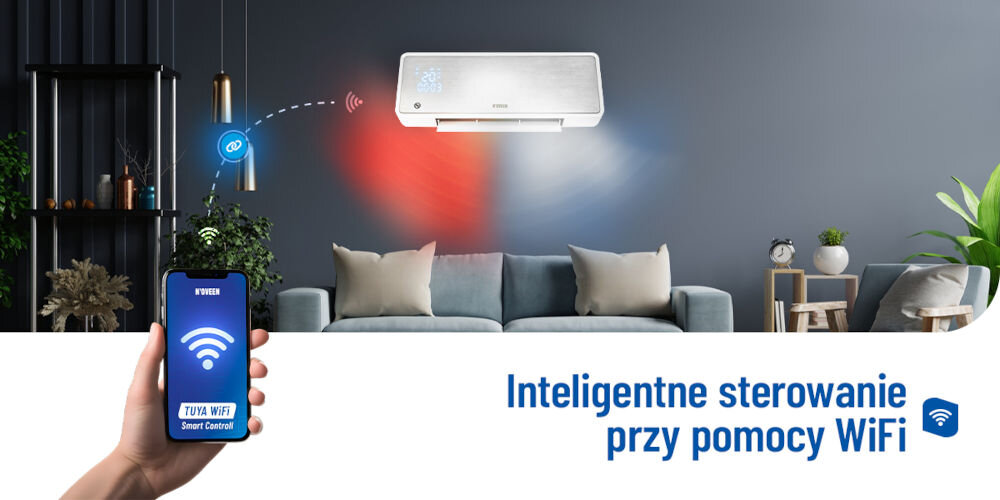 Kurtyna powietrzna N'OVEEN HC3299 moduł wifi aplikacja smartfon tablet interfejs personalizacja ustawień 