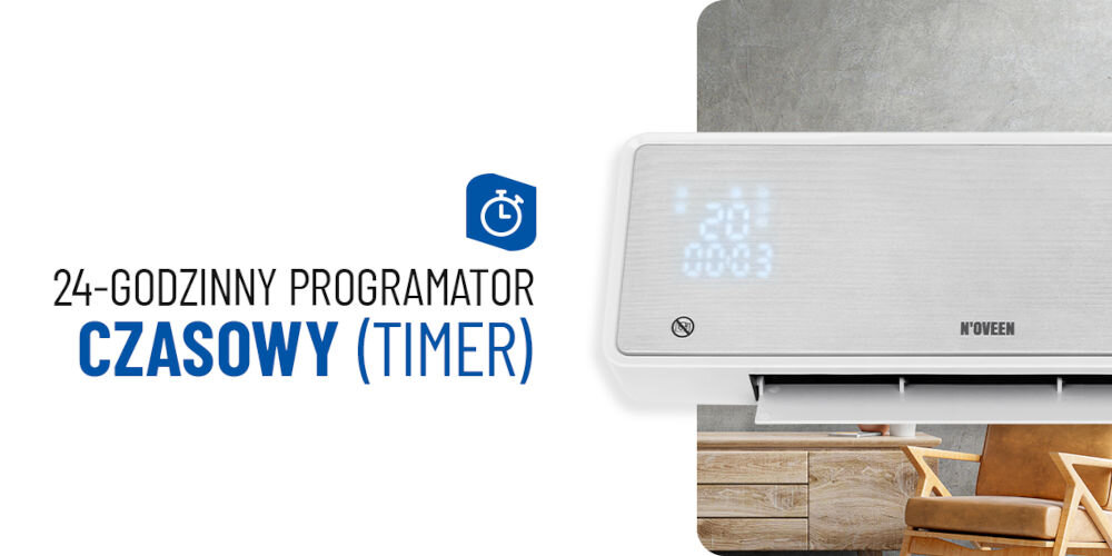Kurtyna powietrzna N'OVEEN HC3299 funkcja program czasu pracy harmonogram działania automatyczne włączanie wyłączanie 