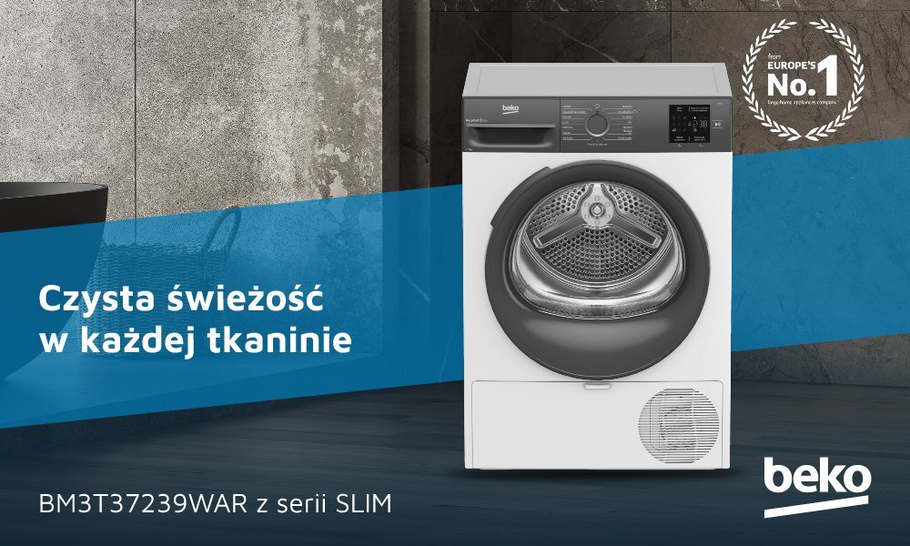 SUSZARKA BEKO BM3T37239WAR wizualizacja baner top front panel logo model hasło