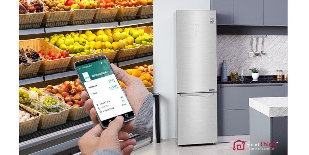 LG GBF61BLHMN Nofrost Czarna SmartThinQ™ zdalne sterowanie
