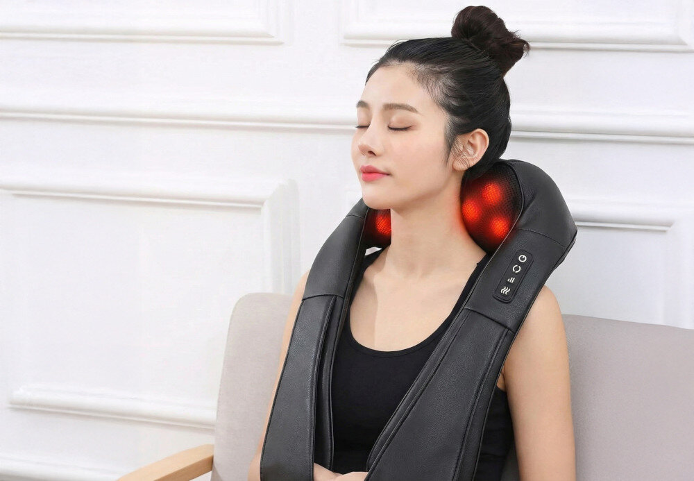 Masażer do karku EXTRALINK Smartlife Neck Massager Czarny Zawsze tam gdzie Ty dwa przewody zasilające  w domowym zaciszu w samochodzie do gniazda zapalniczki samochodowej