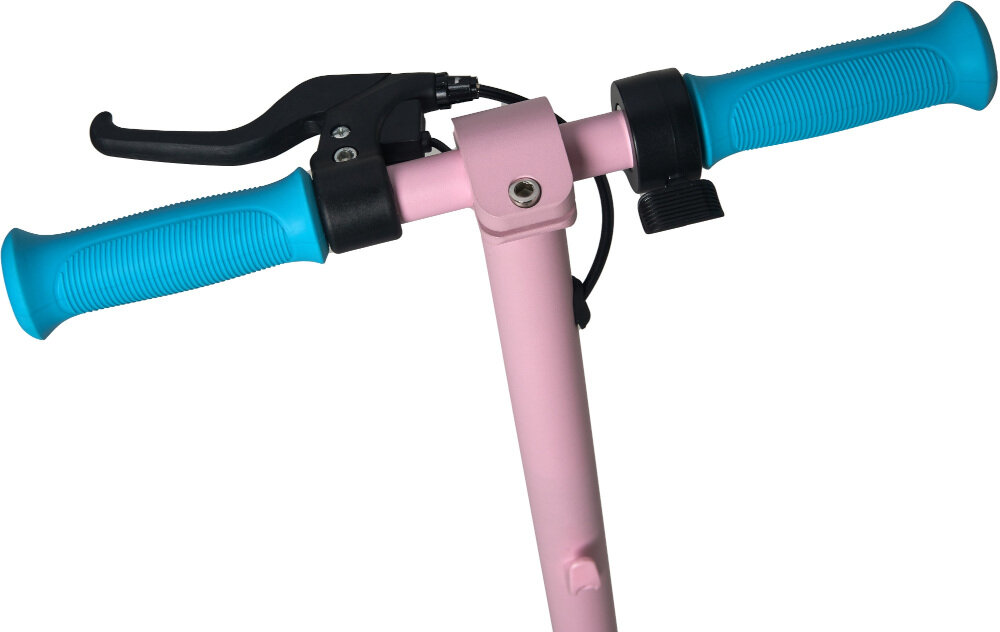 Hulajnoga elektryczna RIDER Pinki Różowy kierownica w ksztalcie litery T minimalistyczna antyposlizgowa powloka na manetkach