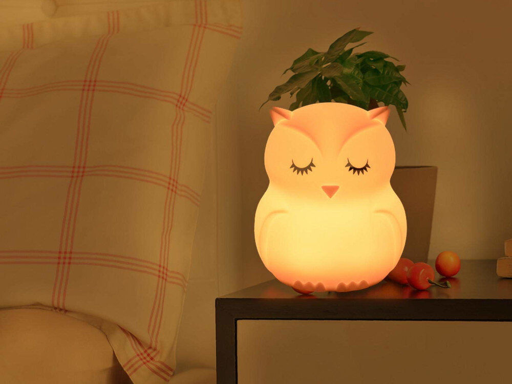 Lampka nocna MESMED swietlaczek sowka MM-013 bez bpa silikon miekki odporna