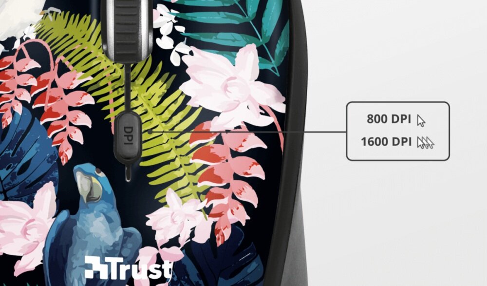 Mysz TRUST Yvi Peacock dpi czulosc praworeczne osoby