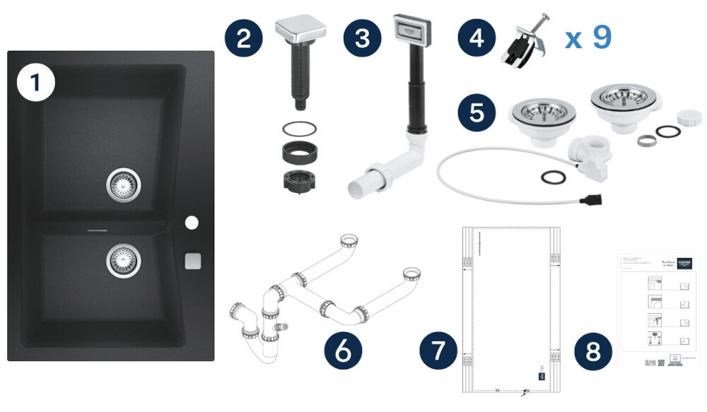 Zlewozmywak dwukomorowy GROHE K700 90-C 83.8/55.9 2.0 31657AP0
