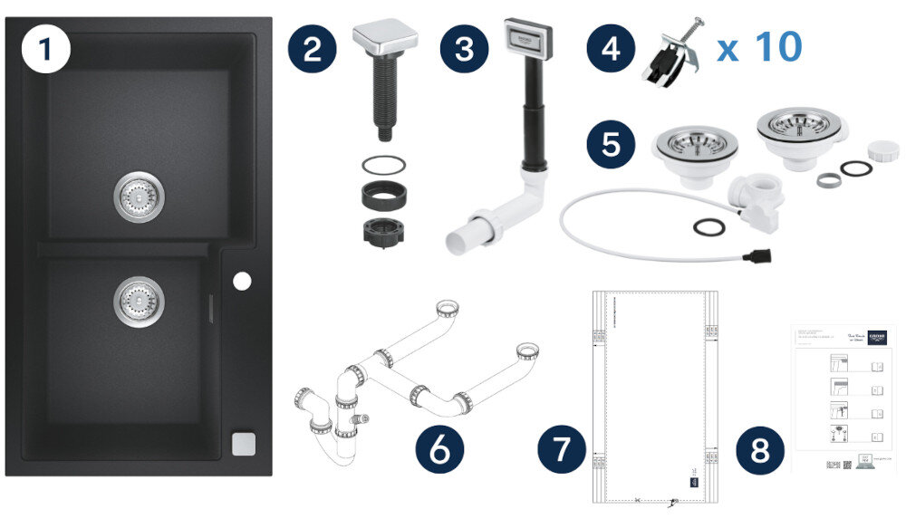 Zlewozmywak dwukomorowy GROHE K500 90-C 86/50 2.0 31649AP0