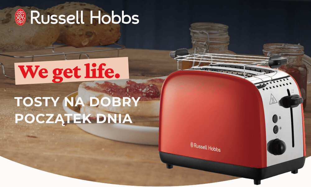 Toster RUSSELL HOBBS Colours Plus 2S 26554-56 Czerwony design tło wizualizacja Do Twojej kuchni