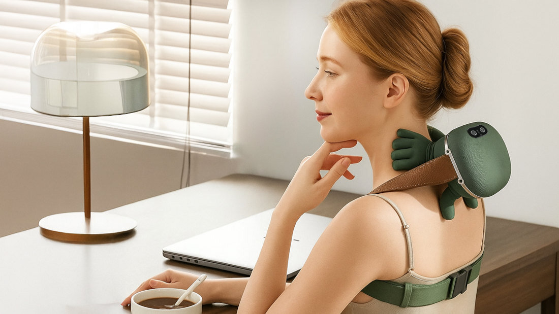 Masażer do karku EXTRALINK MSG-06-HANDS wygląd design tło wizualizacja Odkryj pełnię odprężenia 