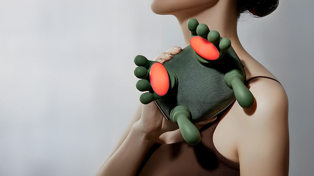 Masażer do karku EXTRALINK MSG-06-HANDS Funkcja grzania wspomaga rozluźnianie mięśni krążenie w redukcji napięć i bólów mięśniowych