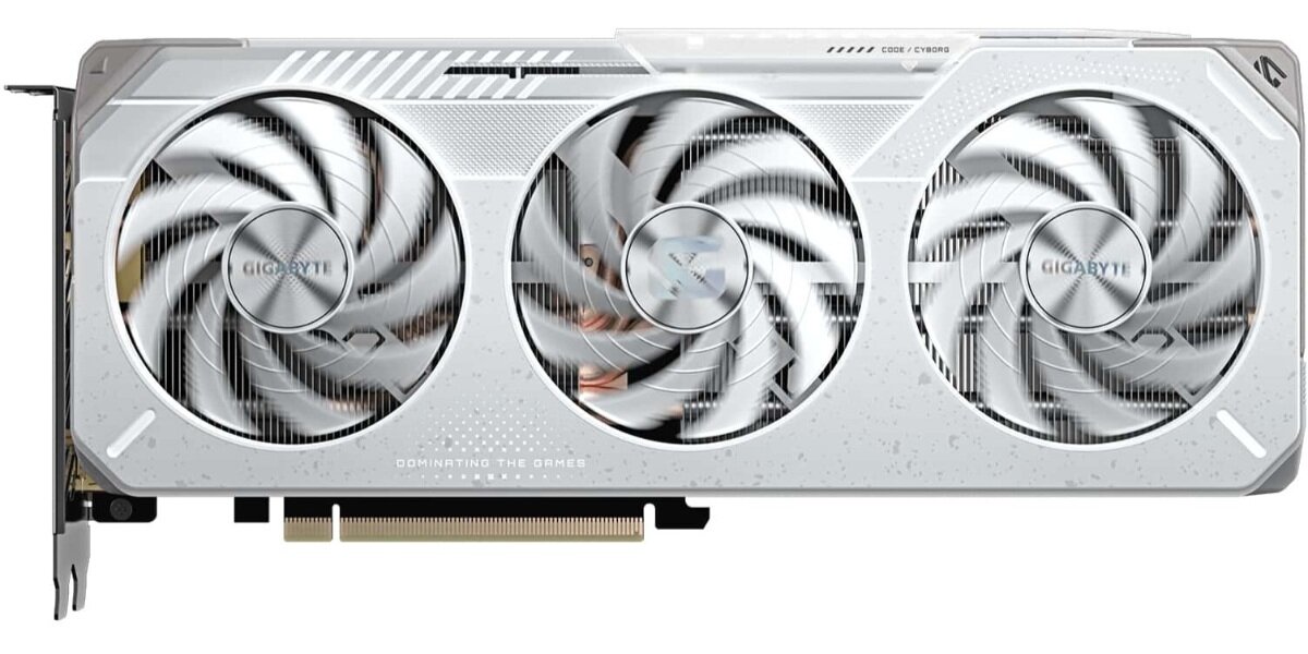 Karta graficzna GIGABYTE Radeon RX 9060 XT Gaming OC ICE 16GB na białym tle.
