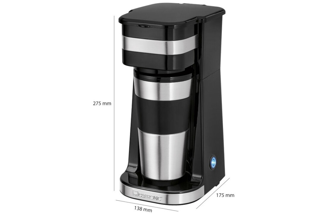 Kawiarka CLATRONIC KA 3733 Czarno-srebrny 400 ml świeża aromatyczna kawa wygoda środowisko wymiary