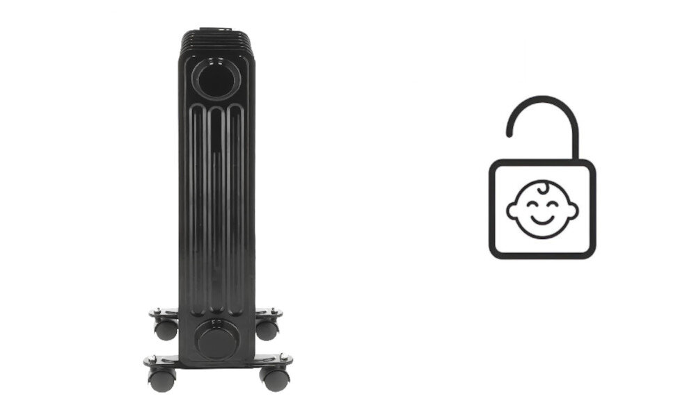 Grzejnik olejowy MISSION AIR Oslo blokada rodzicielska ochrona bezpieczeństwo dzieci blokada zmiany ustawień