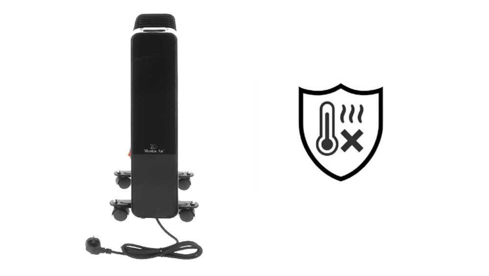 Grzejnik olejowy MISSION AIR Oslo automatyczne wyłączanie przechylony przewrócony zabezpieczenie przegrzanie