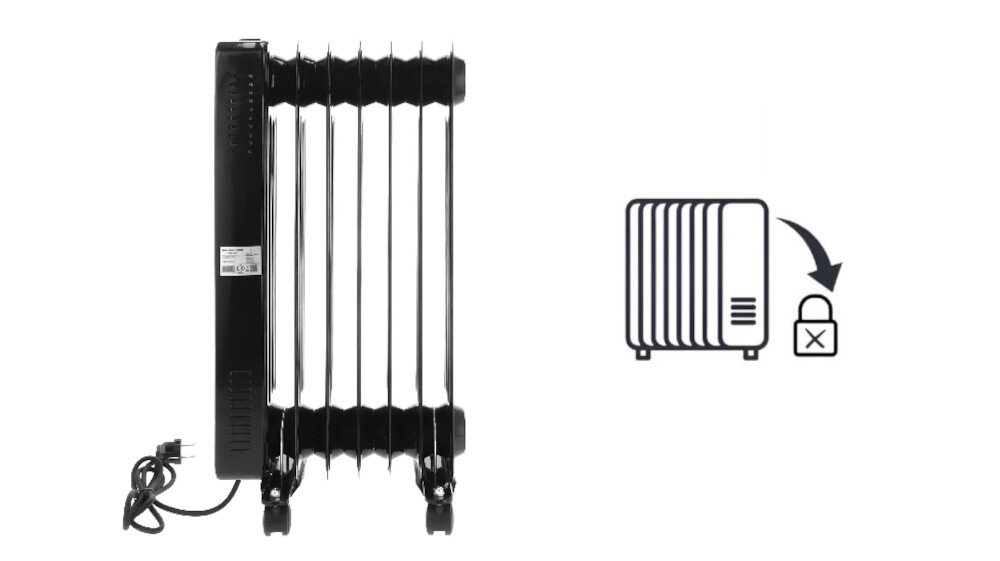 Grzejnik olejowy MISSION AIR Oslo zabezpieczenie przed przechyłem bezpieczeństwo