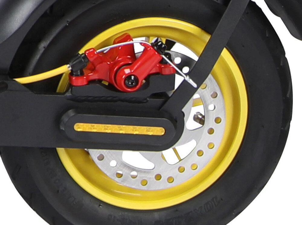 Hulajnoga elektryczna XRIDER M10 LIGHT+ Czarny najwyzszy poziom bezpieczenstwa mocny tylny hamulec tarczowy stabilnosc pelna kontrola duza sila hamowania po nacisnieciu hamulca silnik elektryczny automatycznie odlacza zasilanie natychmiastowe inicjowanie skutecznego bezpiecznego hamowania