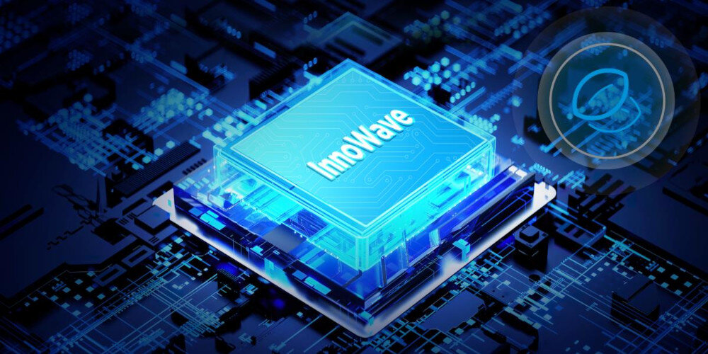 KUCHENKA MIKROFALOWA MIDEA 19L MD-MP012MK-BK system operacyjny mechanizm zdjęcie poglądowe wizualizacja niebieskie tło grafika liść Oszczędność energii Technologia XmartWave system operacyjny szybsze podgrzewanie przyjazna dla środowiska