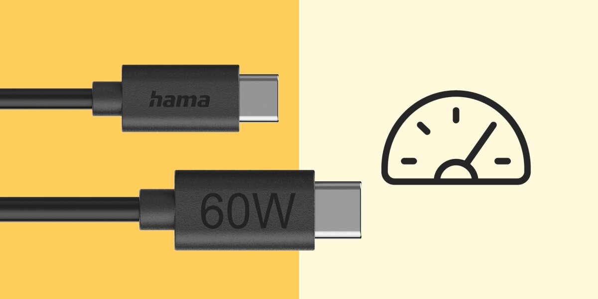 Kabel USB-C - USB-C HAMA 60W 1.2 m - Moc i transfer danych, USB 2.0, Dwukierunkowy sygnał, kabel na pomarańczowym tle