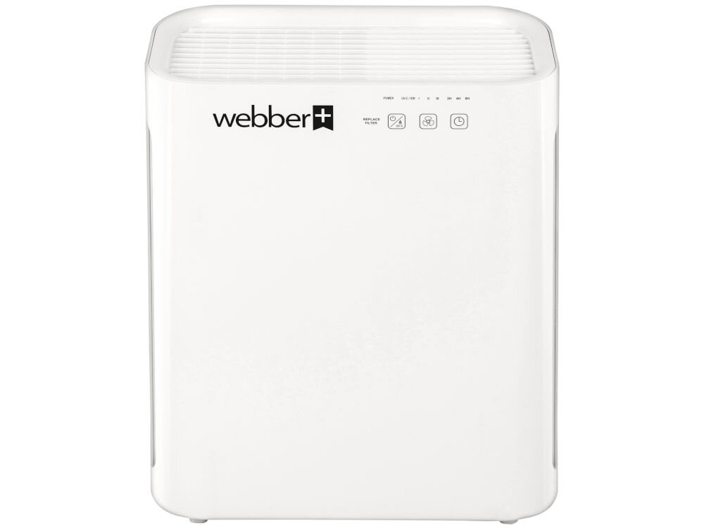 Oczyszczacz powietrza WEBBER AP8400 jonizator emitacja 10 milionów jonów na cm3 skuteczne neutralizowanie zanieczyszczeń powietrza świeże zdrowe powietrze pozytywny wpływ na samopoczucie wbudowana lampa UV-C eliminacja bakterii wirusów i grzybów poprawa jakości powietrza zdrowsze środowisko do życia