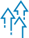 Niebieskie logo z trzema strzałkami skierowanymi w górę na białym tle.
