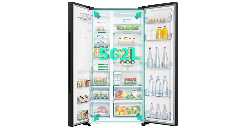 LODÓWKA HISENSE RS694N4GBE pojemnośc 499 półka szuflady pojemność