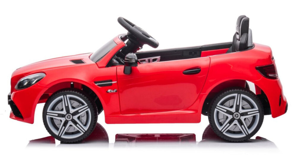 Samochód dla dziecka MILLY MALLY Mercedes-Benz SLC Czerwony funkcja powolnego startu plynne bezpieczne rozpedzanie pojazdu komfort kontrola nad jazda funkcja automatycznego hamulca natychmiastowe zatrzymanie samochodu po zdjeciu nogi z pedalu gazu bezpieczne uzytkowanie