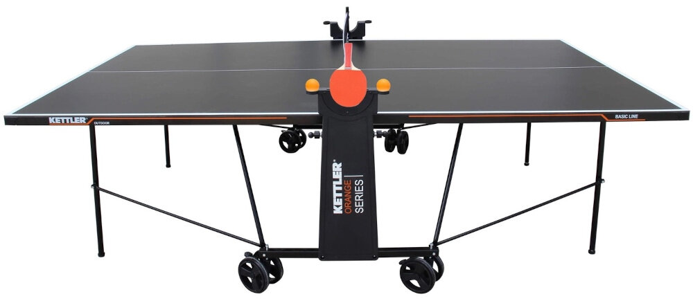 Stół do ping ponga KETTLER Basic Outdoor stół na białym tle Odporna powierzchnia przemyślana konstrukcja trwałość funkcjonalnością