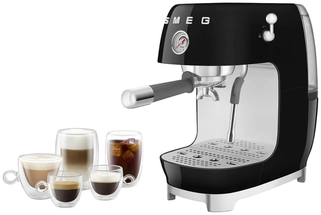 Ekspres SMEG ECF03BLEU Czarny (Cold Brew) wygląd prezentacja wizualizacja design tło Domowa kawa jak w kawiarni