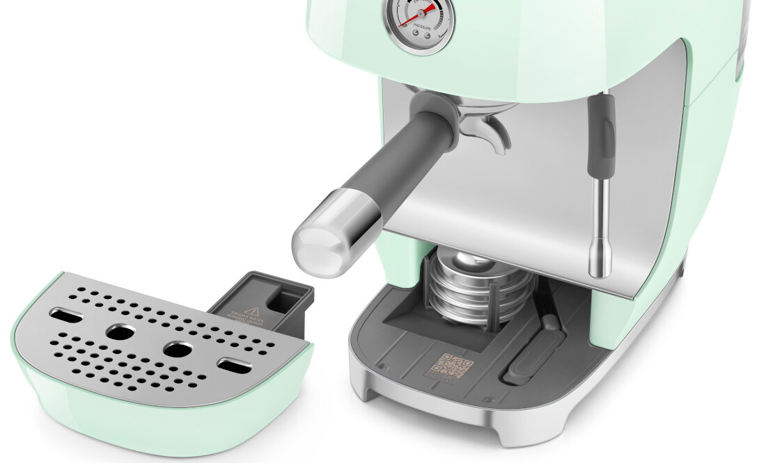 Ekspres SMEG ECF03PGEU Pastelowa zieleń  (Cold Brew) Łatwe utrzymanie czystości Wyjmowana taca ociekowa praktyczne akcesoria szybkie czyszczenie higiena