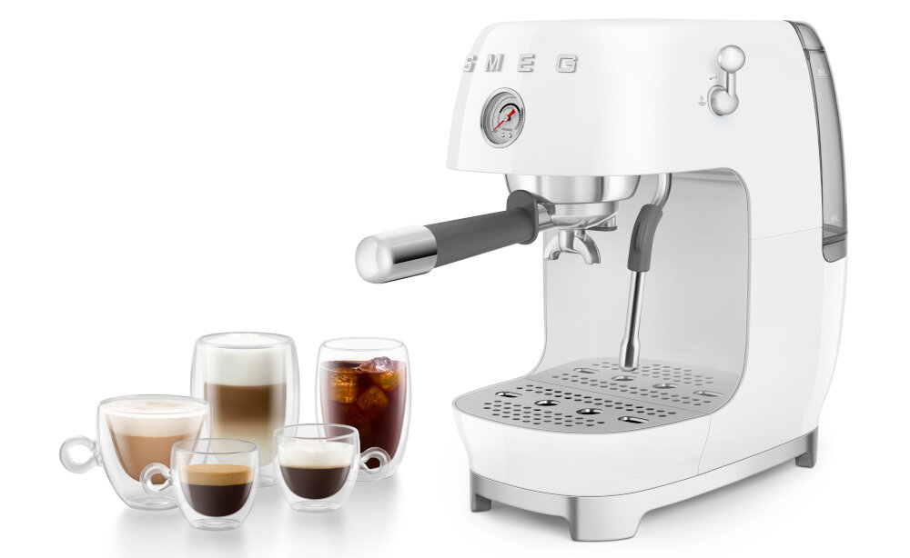 Ekspres SMEG ECF03WHEU Biały (Cold Brew) Pełny smak i aromat ciśnienie  intensywny aromat i kremową konsystencję