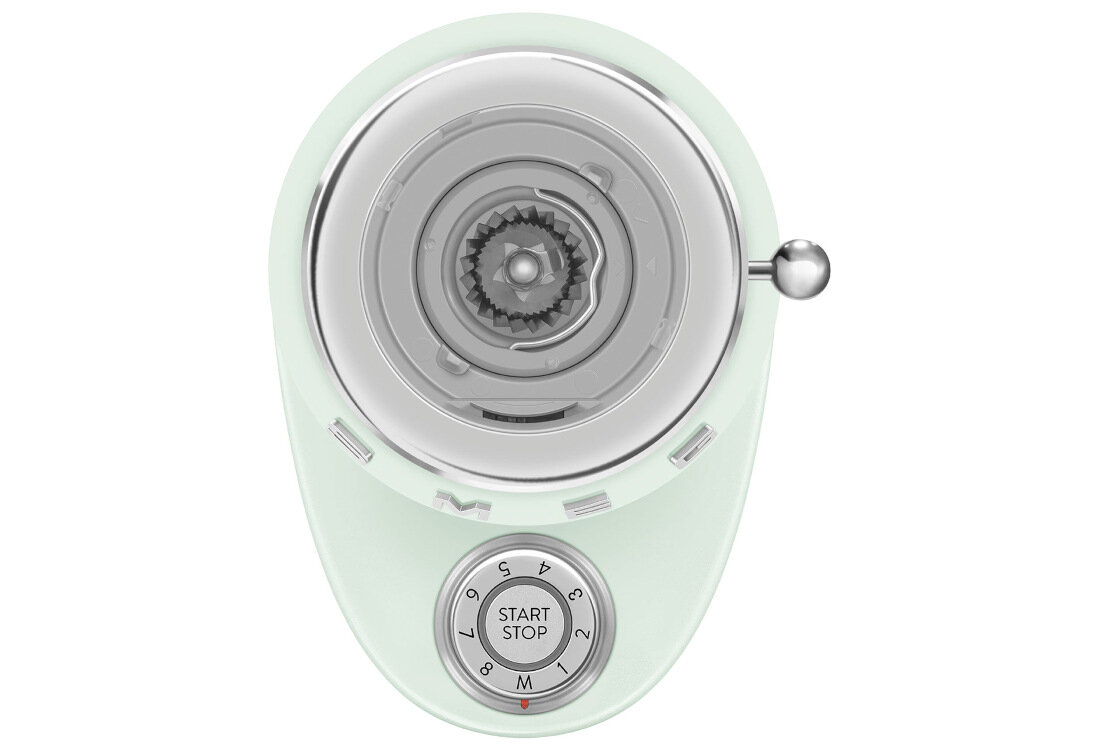 Młynek do kawy SMEG CGF03PGEU Pastelowa zieleń Precyzyjne mielenie Stożkowe żarna ze stali nierdzewnej kontrola dopasowanie kawa wygoda komfort