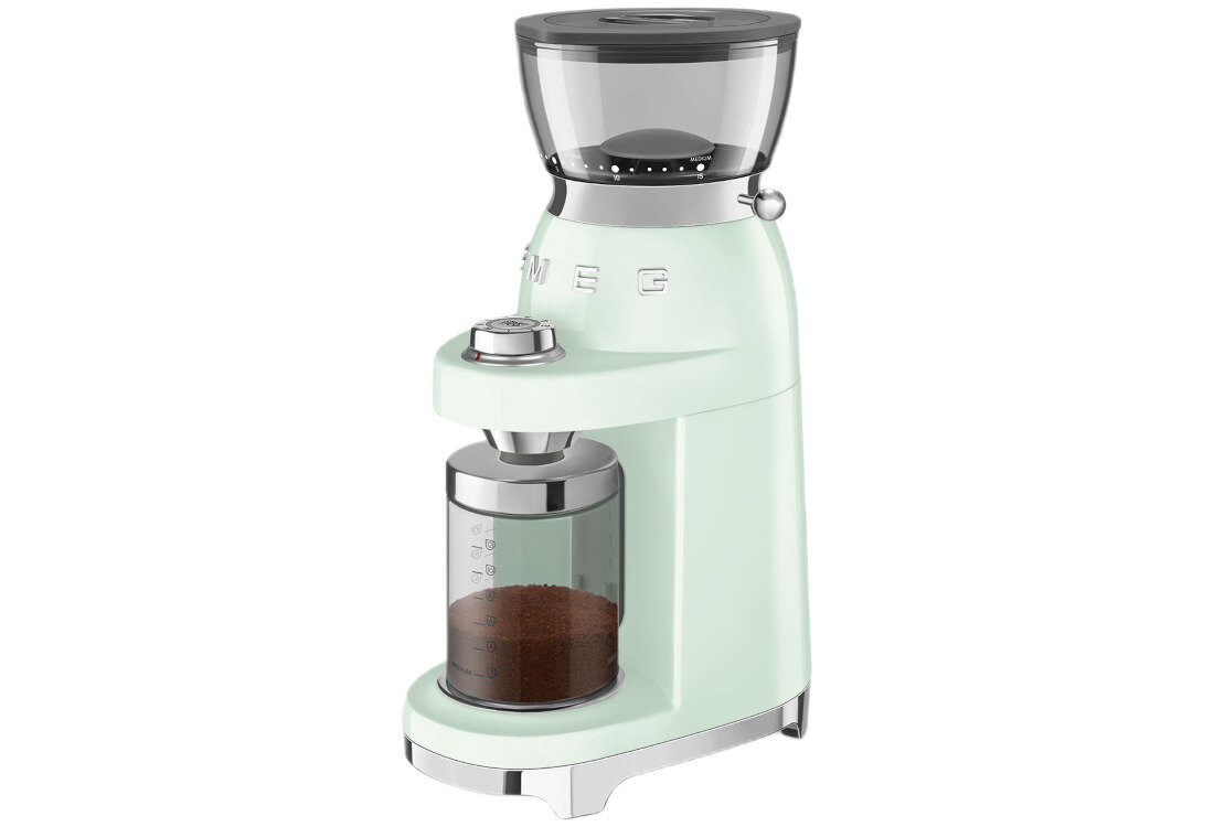 Młynek do kawy SMEG CGF03PGEU Pełnia aromatu Świeże mielenie ziaren naturalny aromat kawy zapach zyskuje głębię smaku