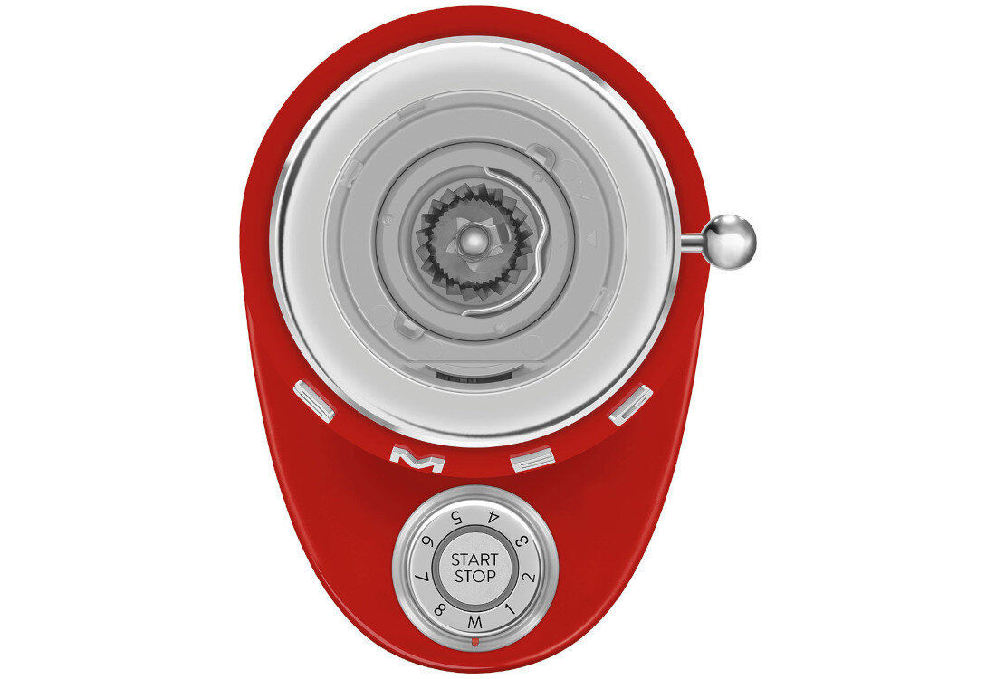 Młynek do kawy SMEG CGF03RDEU Czerwony Precyzyjne mielenie Stożkowe żarna ze stali nierdzewnej kontrola dopasowanie kawa wygoda komfort